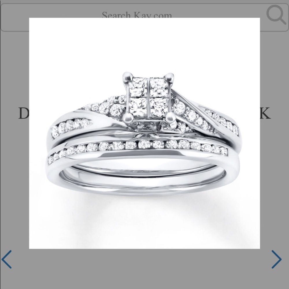 10kt WG wedding set Quad setting.